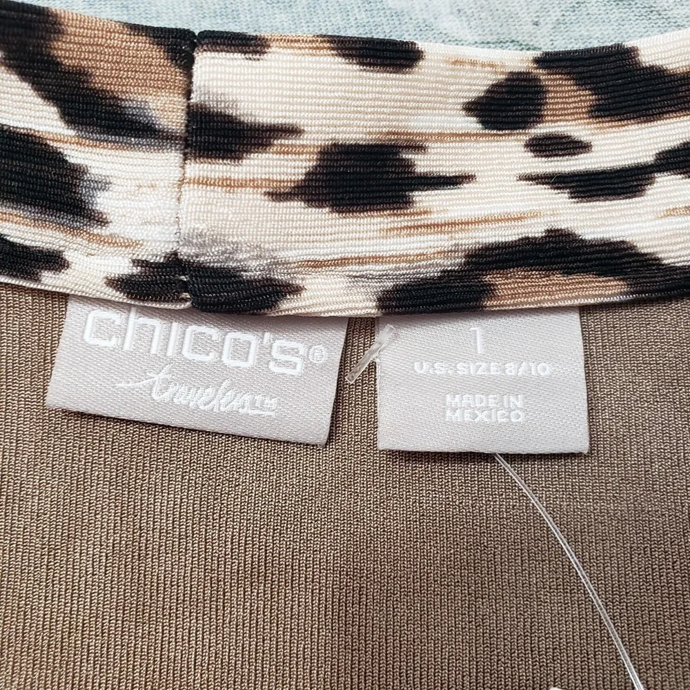 NWT Chico's Cardigan Womens 1 Brown Open Front Long‎ Sleeve